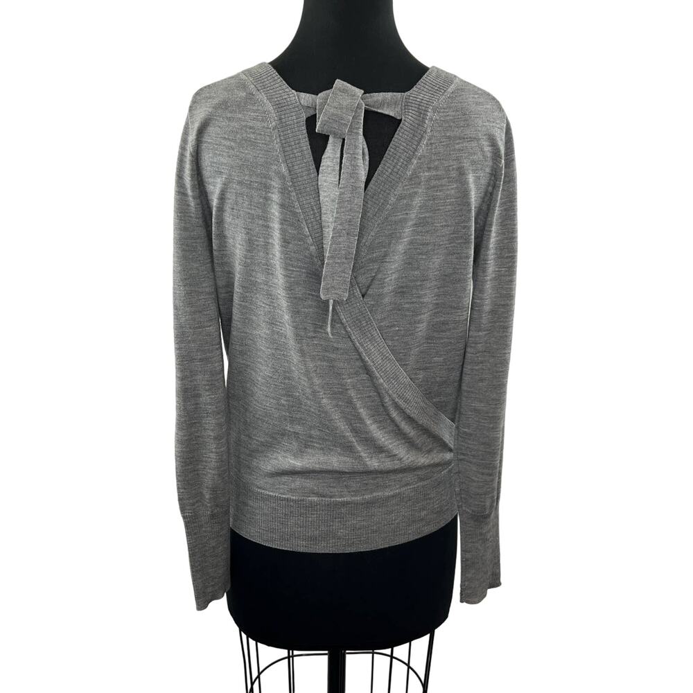 NEW J.CREW Gray Crewneck Wrapped Back Merino Wool Pullover Sweater Size XS